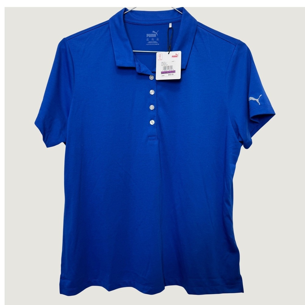 Puma Womens Fusion Polo XXL Blue Short Sleeve Performance Golf Casual Athleisure